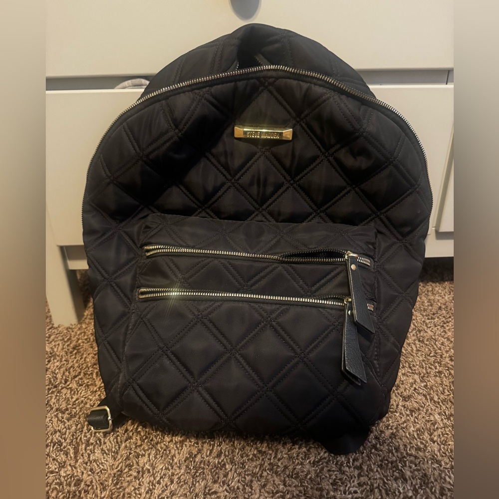 Steve Madden Black Quilted Backpack